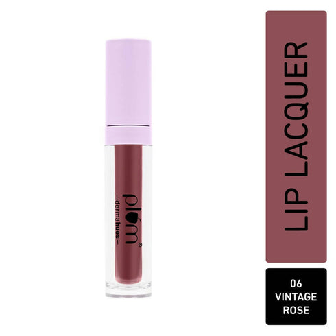 Plum Glassy Glaze Lip Lacquer 3in1 Lipstick + Lip Balm + Gloss 06 Vintage Rose